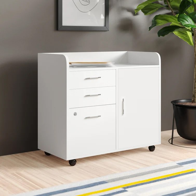 Mobile Office Filing Cabinet with Drawers
