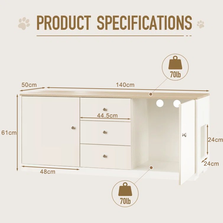 Stackable Cat Litter Box Furniture Cabinet view 3