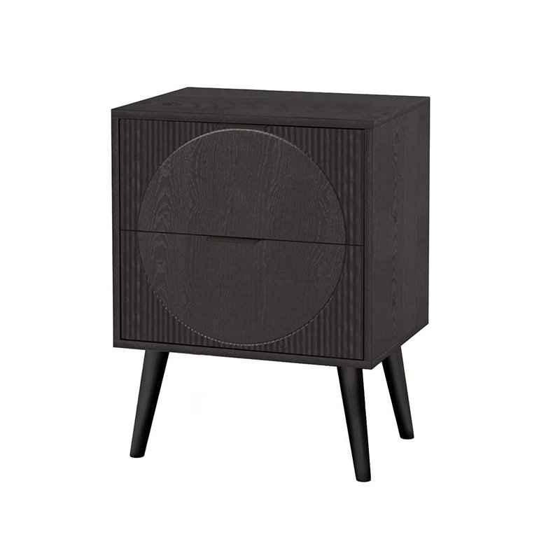 2-Drawer Nightstand (Black) view 4