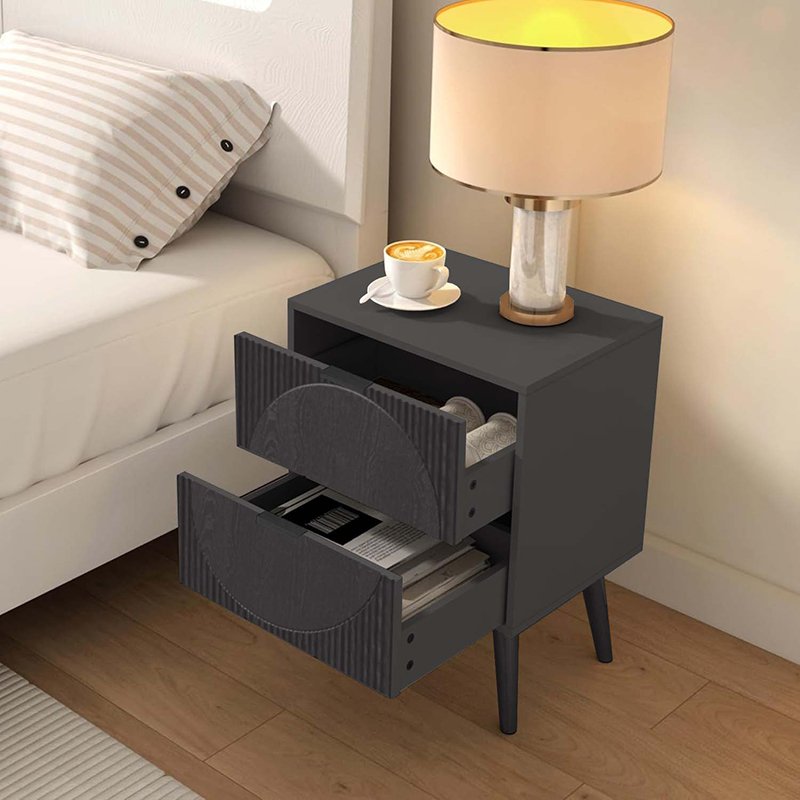 2-Drawer Nightstand (Black) view 5