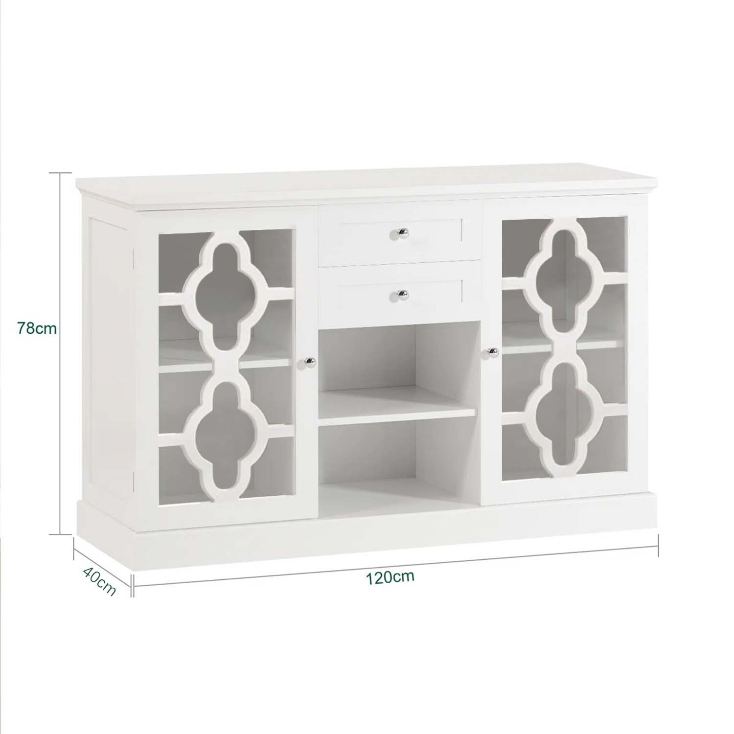 White Sideboard Buffet with Glass Doors view 3
