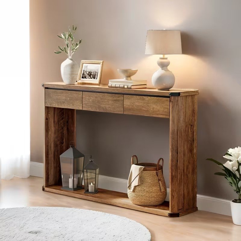 Rustic Console Table with Drawers