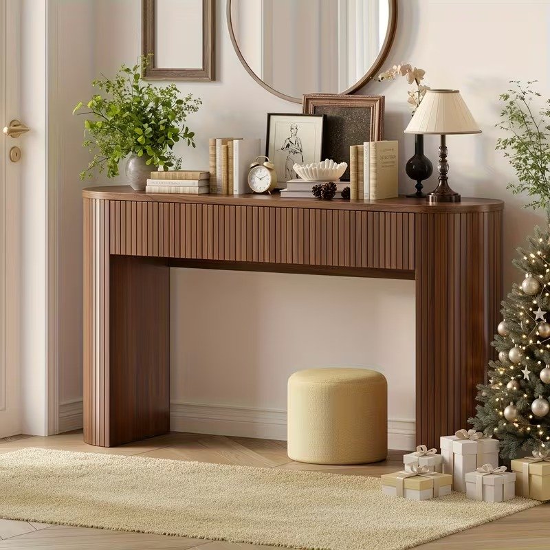 Fluted Console Table with Storage Drawers