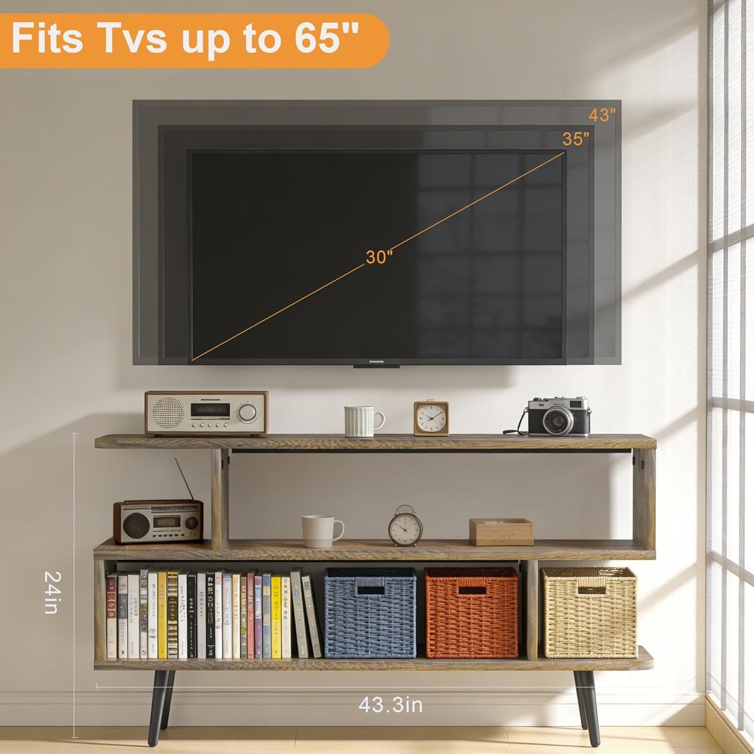 Open Shelf TV Stand view 2