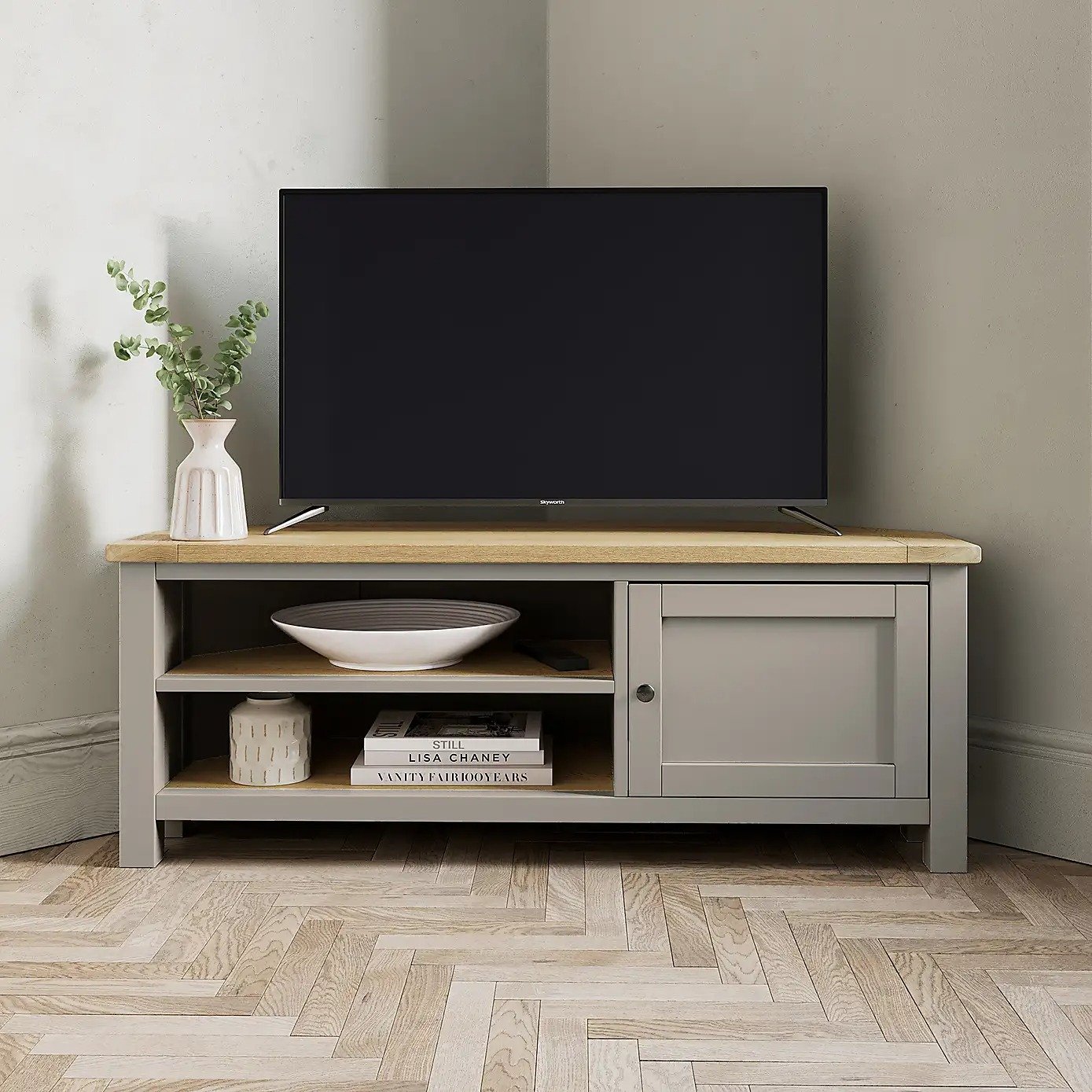 TV Stand With Door TWO Tone Gray OAK
