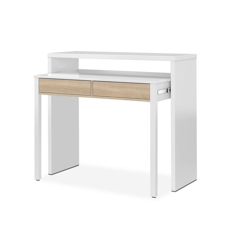 Extendable Vanity Table 2 Drawers Upper Shelf view 2