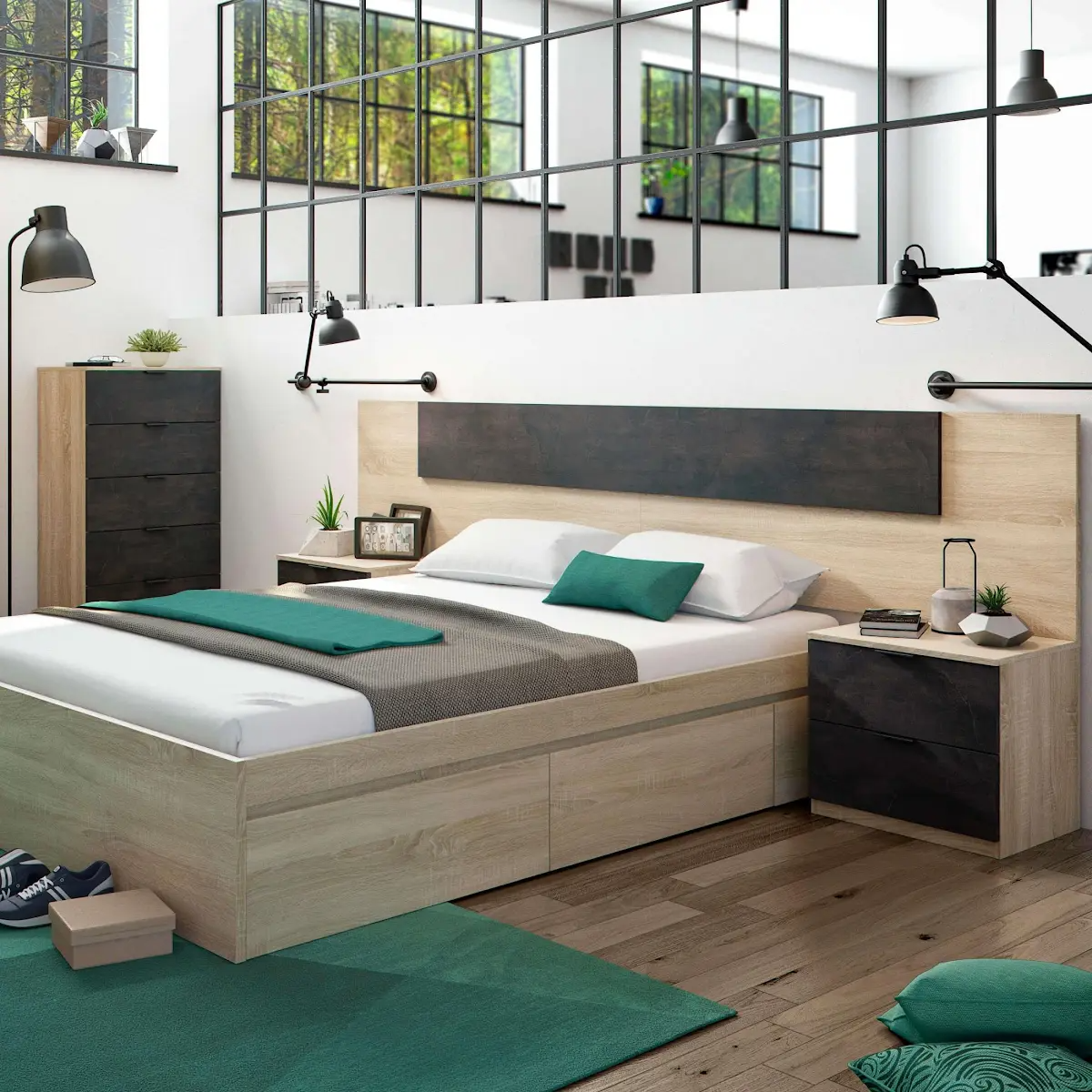 Industrial style bedroom furniture set